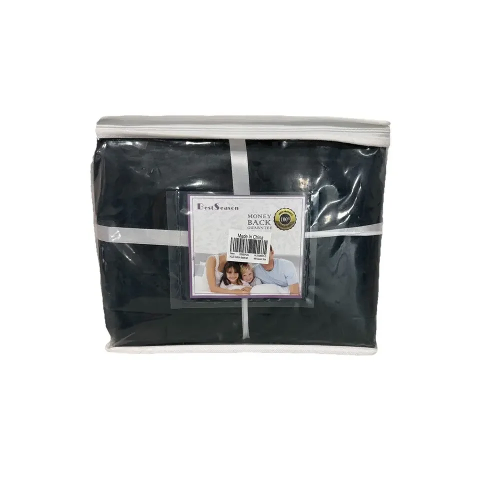 NEW Best Season Cotton Queen Size Sheet Set Black 4 Piece